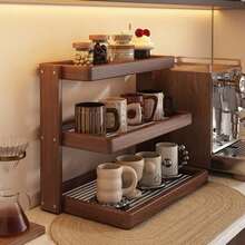 1pc Cup Storage Rack Desktop Organizer Countertop Mug Holder Multi Tier Space Saving Wood Display Shelf Sideboard Kitchen Home Cafe Office - multicolor - View 10