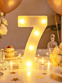 LED Number Sign Light, Warm Light Up Digital Lamp, Reusable Number Lights For Birthday Party, New Year Holiday Decor, Home Tabletop Decorative Light - Big white number - View 13