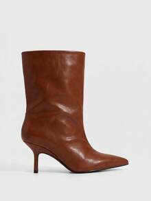 CUCCOO SZL Brown Fashion Soft Fabric Sexy Stiletto Boots Fall Boots - Mocha Brown - View 2