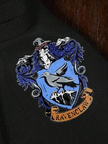 HARRY POTTER X SHEIN 寵物學院風裝扮服飾，連帽披風與背心，貓狗通用四季款，XXS-XXXXXL 多尺寸，徽章印花，透氣親膚，適合節日派對、主題聚會，貓狗趣味玩耍穿著 - 黑灰色 - 查看 4