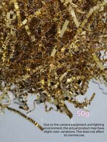 Gold Wavy Cut Paper Shred Raffia Filler For Gift Box Basket Packaging Party Decor Wedding Mothers Day Gift Wrapping - Gold - View 4