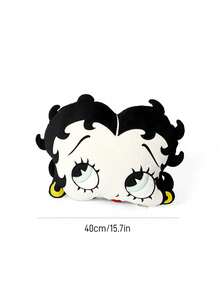 Betty Boop x SHEIN 1pc Cute Cartoon Shaped Decorative Pillow, Suitable For Sofa And Car - Black - View 3