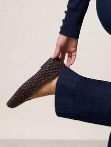 Nöista Pointed Ballet Flat Combining Smooth And Openwork Woven Panels, With A Deep Vamp And Lightweight Design For Summer Wear. - Coffee Brown - View 7