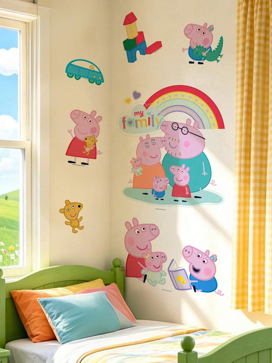 Peppa Pig X SHEIN Cartoon Stickers, Suitable For Water Bottles, Mobile Phones, Protective Cases, Laptops, Skateboards, Refrigerators, Etc., Gifts - Peppa Pig - View 1