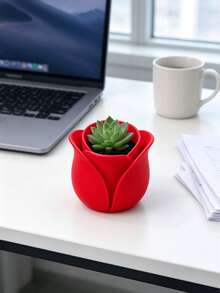 1pc Flower Pot, Rose & Succulent Planter, All‑Season Gardening Pot, Valentine Table Balcony Home Decor Ornament - Multicolor 1 - View 2