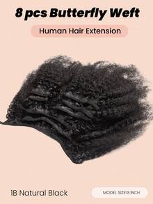 Butterfly Weft Afro Kinky Curly Micro Link Hair Extensions Dual-Sided Wefts 100% Remy Human Hair Natural Color Double Layered Weft Crochet Human Hair Extension Micro Loop Hair Natural Blend For Women Daily Use - Natural Black - View 3