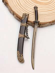Mini Sword Keychain With Sheath Yellow Iron Decorative Collectible Keyring For Outdoor Leisure Adults 18 Plus Collectors Backpack Pendant Display Gift - Multicolor - View 3