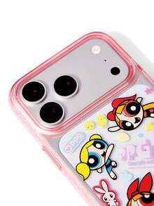 THE POWERPUFF GIRLS X SHEIN 條紋圖案粉色手機殼，防摔保護 11-17 手機殼 - 彩色 - 查看 3