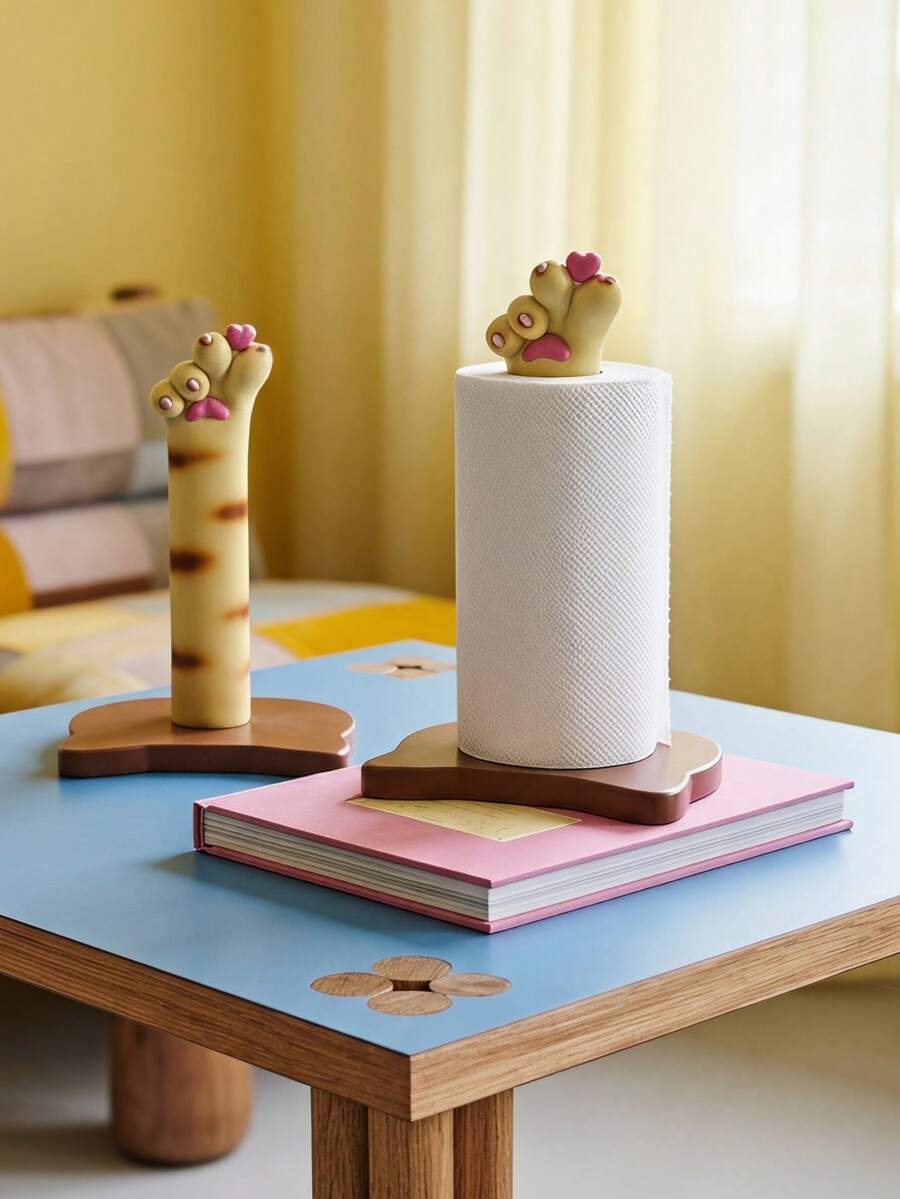 Joivida Cute Cat Paw Tissue Holder, Independent Toilet Paper Storage Rack, Cartoon Fun Home Decoration Ornament, Multifunctional Decorative Paper Storage Organizer, Suitable For Bathroom, Bedroom, Dressing Table, Holiday And Birthday Home Gifts - Multicolor - View 1