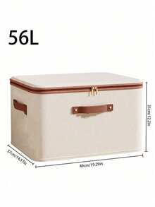 1/2 Packs Zippered Fabric Storage Box, Foldable & Washable Closet Organizer, With Handle (Beige) - Beige - View 9