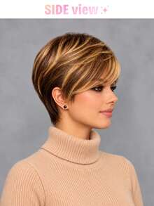 Grey Color Short Wig For Women Human Hair Pixie Cut Wig For Women Dark-Grey&Light Grey Short Wig Hair Replacement Wig Daily Use Glueless Layered Short Wig With Bangs None Lace Front Wig Throw On And Go Wig Human Hair - Multicolor - View 13