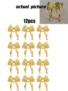 12/6/2/1pc Gold Bow Tassel Napkin Rings, Exquisite Metal Napkin Holders, Elegant Dining Supplies, Suitable For Weddings, Restaurant Decor, Home Gatherings, Banquets, Holiday Parties, Fit For All Dining Occasions Table Setting - Multicolor - View 13