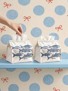 Joivida 1pc Retro Sardine Fish Tissue Box Holder, Sturdy Fabric Organizer, Spill-Resistant & Easy Clean For Kitchen Car Dining - Multicolor - View 2