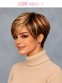 Grey Color Short Wig For Women Human Hair Pixie Cut Wig For Women Dark-Grey&Light Grey Short Wig Hair Replacement Wig Daily Use Glueless Layered Short Wig With Bangs None Lace Front Wig Throw On And Go Wig Human Hair - Multicolor - View 12