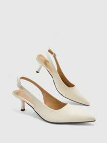 CUCCOO BIZCHIC Ladies Elegant Casual Simple Comfortable Workplace Commuting Temperament Fashion High Heels Single Shoe High - Apricot - View 1