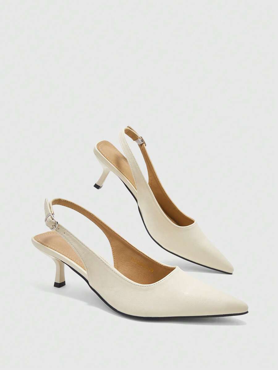 CUCCOO BIZCHIC Ladies Elegant Casual Simple Comfortable Workplace Commuting Temperament Fashion High Heels Single Shoe High - Apricot - View 1