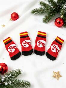 PETSIN Pet Dog Socks, Non Slip Christmas Puppy Socks, Anti-Scratch Paw Protector For Small Dogs Cats, Winter Warm Pet Footwear For Christmas Party Holiday, Santa Snowflake Tree Pattern Pet Booties For Indoor Wear - Christmas stockings 2 - View 25