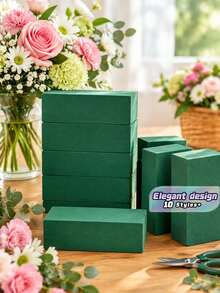20/6/5/4/3/1 Piece(S) Of Floral Foam Blocks For Flower Arrangement, Each Piece Measuring 10 Cm Length * 10 Cm Width * 4 Cm Height, Wet And Dry Floral Foam Blocks, Suitable For Weddings, Festivals, Parties, And Event Decorations - Green - View 1