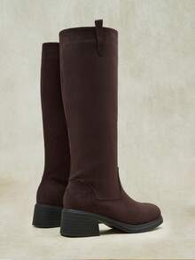 Styleloop Suede Pile Boots Women's Autumn And Winter Thick Heel - Rust Brown - View 10