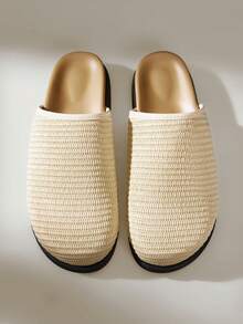 Solecia Ladies Are Fashionable And Comfortable, With A Pedal Closed Toe Shoes, Weaving A Holiday Style - Beige - View 3