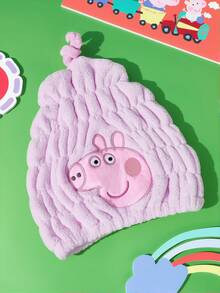 Peppa Pig X SHEIN Cute Sticker Embroidered Pullover Dry Hair Cap - Pink - View 5