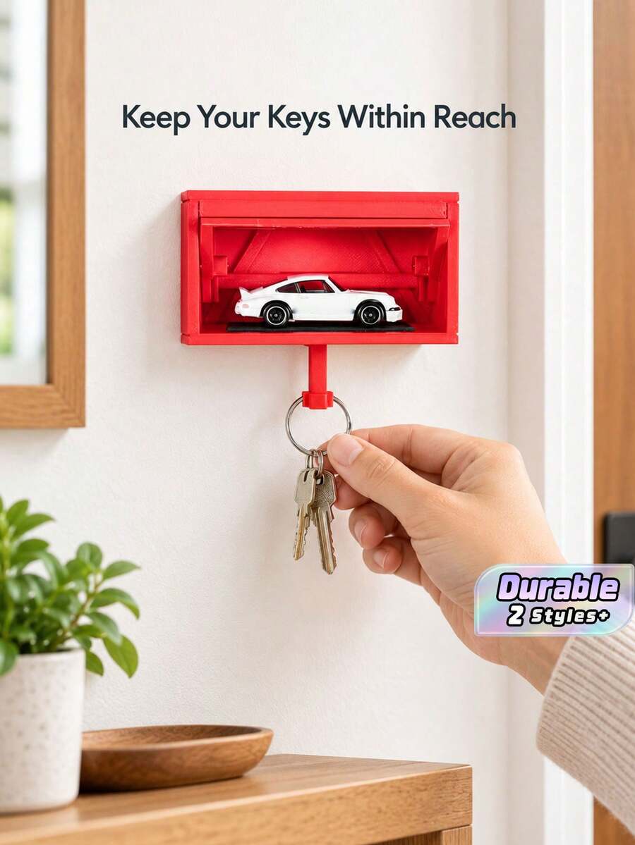 Set Of 2 Car/Garage Key Holders – Wall-Mounted, Easy-To-Install Key Racks For Car Enthusiasts – Suitable For Entryways, Hallways, And Front Doors - Multicolor - View 1
