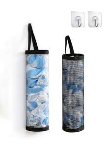 2/4Pcs Plastic Bag Holder Organizer, Wall Mounted Grocery Bag Storage Rack For Kitchen Door, Hanging Dispenser - Multicolor - View 9