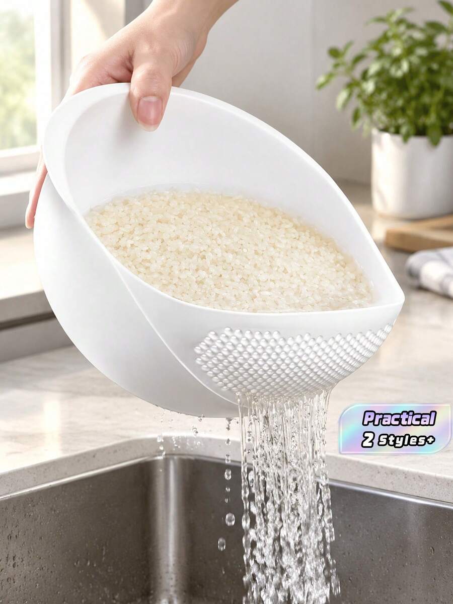1 cái rổ thoát nước bằng nhựa, rổ lọc nước, rổ vo gạo, chậu rửa, rổ thoát nước, đĩa đựng trái cây có tay cầm, dụng cụ lọc nhà bếp gia đình - Nhiều màu - Xem 1