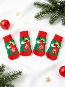 PETSIN Pet Dog Socks, Non Slip Christmas Puppy Socks, Anti-Scratch Paw Protector For Small Dogs Cats, Winter Warm Pet Footwear For Christmas Party Holiday, Santa Snowflake Tree Pattern Pet Booties For Indoor Wear - Christmas stockings 2 - View 26