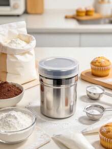 Stainless Steel Powdered Sugar Shaker With Lid, Powder Sifter, Flour Sifter, Ideal For Baking Soda, Cocoa Powder, Cornstarch, Coffee Powder, Flour, And Other Powders, Stainless Steel Construction, Suitable For Cinnamon Powder, Powdered Sugar - Multicolor - View 6