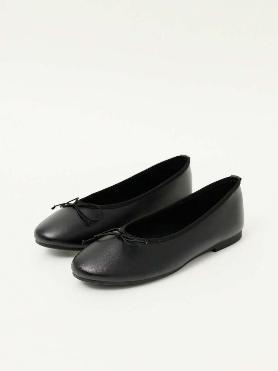 Nöista Bow Ballet Women's Shoes, Versatile And Comfortable Flat Shoes - Black 9 - View 1