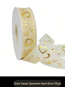 1 Roll Of Polyester 2.5cm Chiffon Ribbon Gold Foil Holiday Wedding Decoration Ribbon Valentine's Day Gift Flower Packaging Tulle RibbonGift Box, Candy Box, Cake Box, Flower Decoration Ribbon - Chiffon ribbon bronzing - View 11