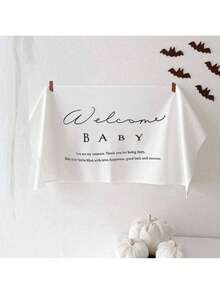 A Forest Style Photo Banner Hanging Cloth, Japanese Style Birthday Banner Hanging Hundred Day Birthday Party Decoration Background Banner - White - View 2