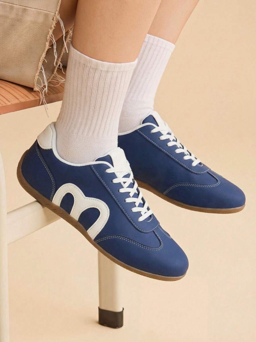 CUCCOO EASI Women's Flat Shoes Lace Up Comfortable And Versatile Outer Wear Casual Shoes Fall Shoes - Blue - View 1