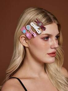 HARRY POTTER X SHEIN 4pcs Cute Cartoon Pattern Clips, Gifts, Hair Barrettes - Multicolor - View 3