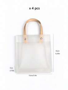 4 Pcs/Set, Matte PVC Hand‑Carry Gift Bags, Portable Tote Pouches For Party Presents & Gift Wrapping - Clear - View 9