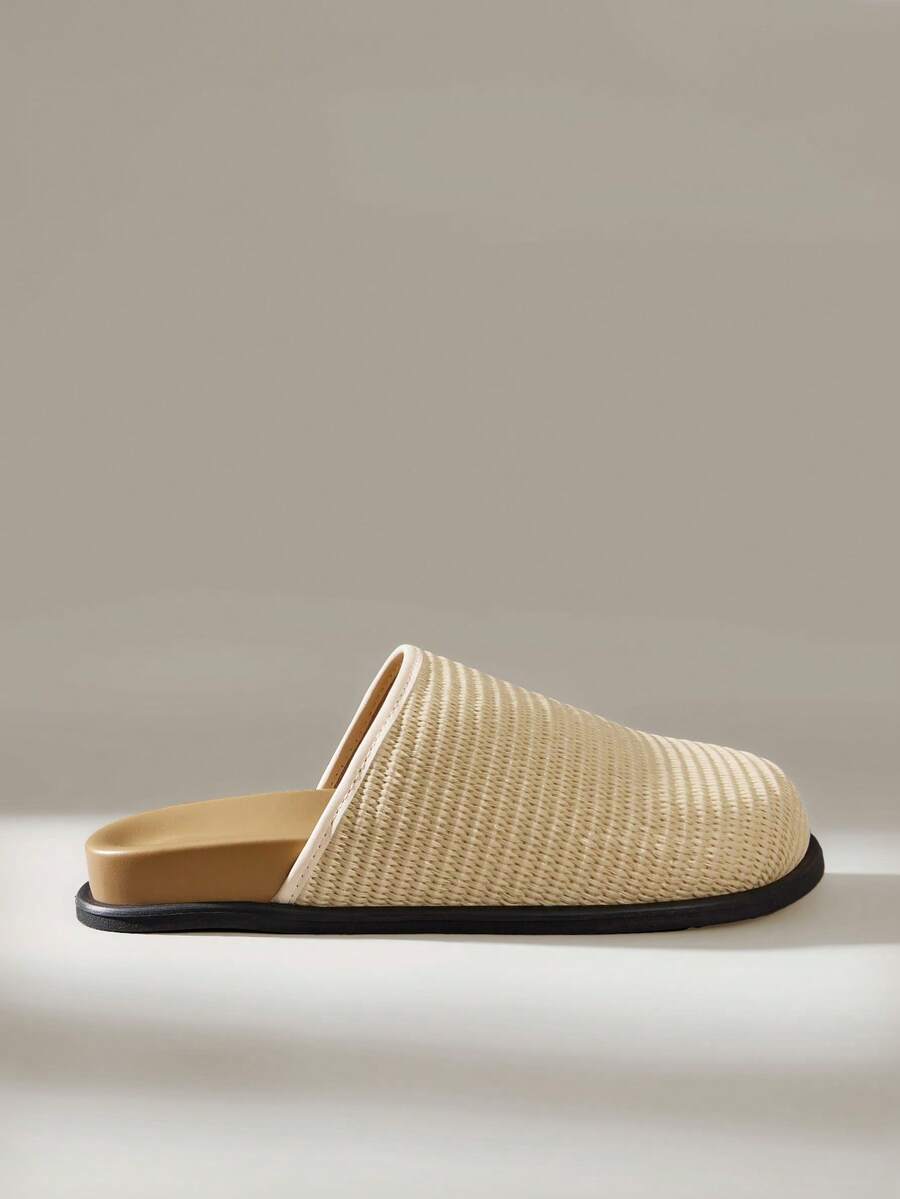 Solecia Ladies Are Fashionable And Comfortable, With A Pedal Closed Toe Shoes, Weaving A Holiday Style - Beige - View 1
