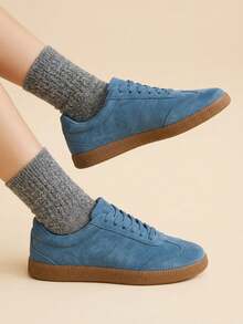 CUCCOO EASI Specially Designed For Christmas And Back-To-School Season, Women's Solid-Color Minimalist Casual Sneakers - Klein Blue - View 4