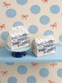 Joivida 1pc Retro Sardine Fish Tissue Box Holder, Sturdy Fabric Organizer, Spill-Resistant & Easy Clean For Kitchen Car Dining - Multicolor - View 4