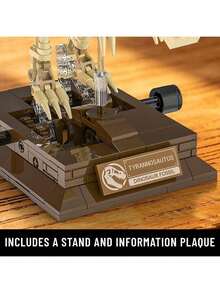 309Pcs Dinosaur Fossil Building Block Kit Beige ABS Plastic Dino Skeleton Model Movable Mechanical Assembly Toy STEM Educational DIY Bricks Set For Boys Kids Holiday Birthday Gift Home Desktop Decoration. - Skeletal Dinosaur - View 4