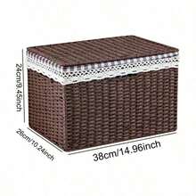 Haus Hana Handwoven Boho Storage Box, Bohemian Decorative Woven Basket With Lid, Foldable Storage Organizer Bin For Living Room Bedroom Closet Shelf, Home Organization & Decor - View 21