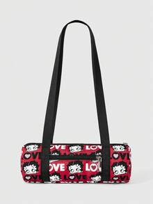 Betty Boop | ROMWE 1件多功能字母與卡通圖案單肩包，適合大學生、正式場合、派對及日常出行 - 玫瑰紅 - 查看 5