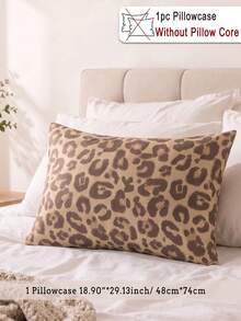 1pc/2pcs Khaki Leopard Digital Print  Pillowcase  (Without Insert), Polyester Comfy Breathable All-Season, For Bedroom Home Decor, Simple Classic, White Bedding - Multicolor - View 12