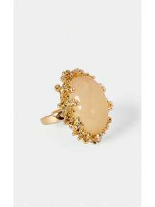 Noxbound Vintage Oval Cat Eye Exaggerated Ring Gold Textured Resin Earrings Jewelry - Multicolor - View 18
