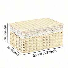 Haus Hana Handwoven Boho Storage Box, Bohemian Decorative Woven Basket With Lid, Foldable Storage Organizer Bin For Living Room Bedroom Closet Shelf, Home Organization & Decor - View 9