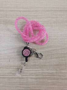 1pc Rhinestone Mesh Lanyard With Retractable Buckle Badge Clip Sparkly ID Holder For Work Ffice Events Fashion Accessories - Multicolor - View 12