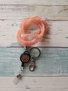 1pc Rhinestone Mesh Lanyard With Retractable Buckle Badge Clip Sparkly ID Holder For Work Ffice Events Fashion Accessories - Multicolor - View 13