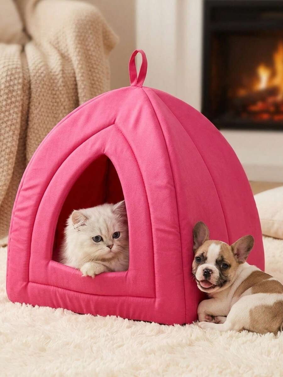 PETSIN Four Seasons Breathable Triangle Semi-Enclosed Cat Cave, Washable Pet Cat Bed For Indoor Cats - Multicolor - View 1