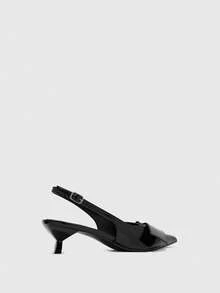 CUCCOO BIZCHIC Women's Shoes Pointed Black Origami Decorative Rear Strap Fashionable Commuter Kitten And Basic Versatile High-Heeled Shoes - Black - View 6