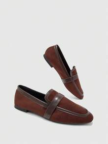 CUCCOO BIZCHIC Ladies Elegant Simple Square Toe Cap Flat Shoes, Suitable For Casual Minimalism And Comfort, Suitable For Office, Commuting And Formal Occasions - Rust Brown - View 4